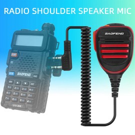 BAOFENG Radio Microphone,Remote Shoulder Police Mic UV-5R BF-F8HP 5RM UV-21R K5PLUS UV-17R TIDRADIO TD-H3 TD-H8 Quansheng UV-K5 walkie Talkie Handheld Speaker mic (Red*2 Pack)