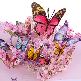 GUAGUA Pop Up Birthday Card 3D Butterfly Greeting Thank You Card Wedding Card for Mom Wife Girlfriend & Friends on Birthday Wedding Anniversary Thank You All Occasions Cards with Note & Envelope