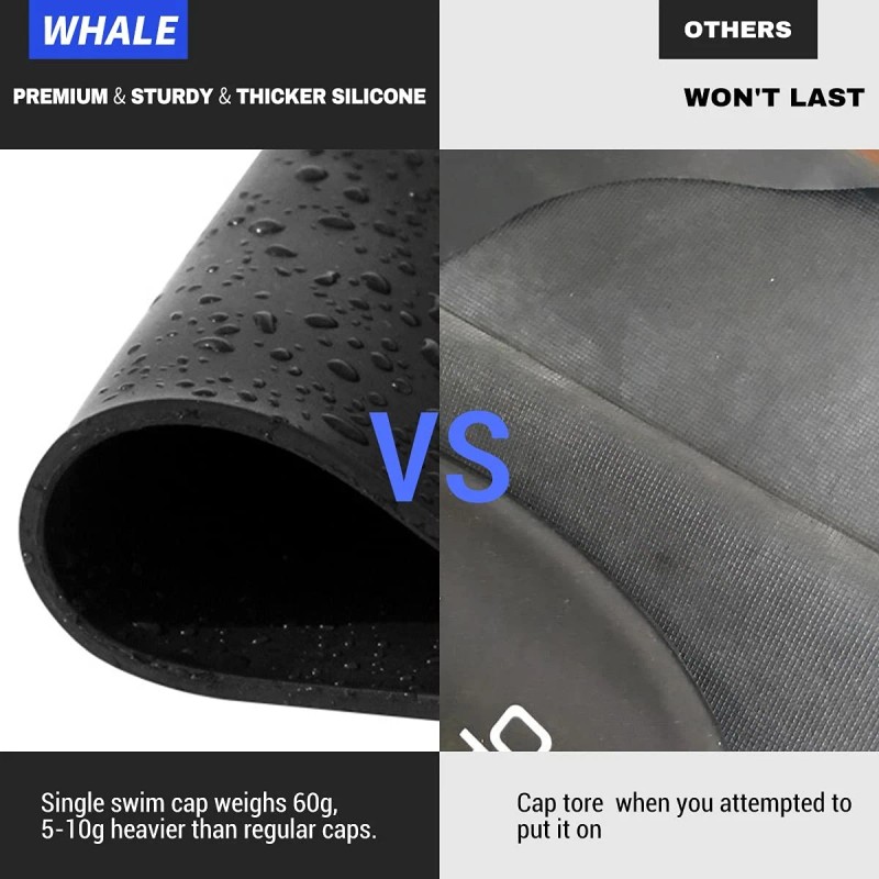 WHALE Extra Large Swim Cap for Women Men, Durable Silicone