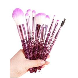 KPENTRA 10pcs Purple Glitter Makeup Brush Set – Where Sparkle Meets Skill