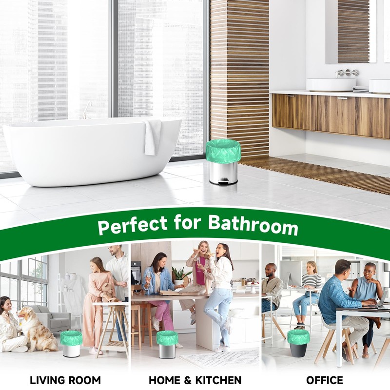 Small Trash Bags 2 Gallon Green-Biodegradable - Mini Garbage Bag