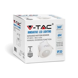 V-TAC 1356 VT-8051 Infrared Motion Sensor (white, recessed, max 1200w)