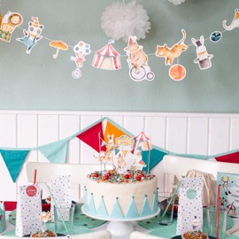 Papierdrachen Birthday Garland - Circus - Decoration for Children's Birthday - 10 m Party Garland for Your Celebration - for Girls and Boys - Party Decoration Birthday Decoration Set 3