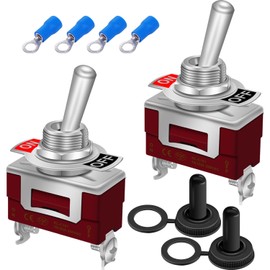 weideer 2Pcs Toggle Switch 12V 30A ON/Off 2 pin 2 Position SPST Waterproof Switch with Waterproof Cap Terminals for Auto Car Boat KL-C101
