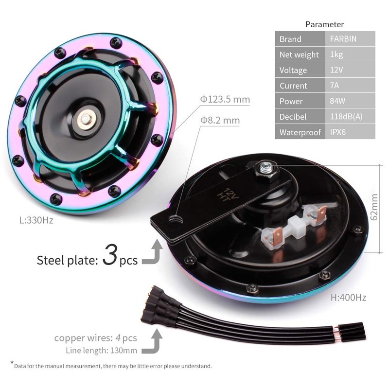 FARBIN 12V Car Horn Loud Super Tone Electric Train Horn