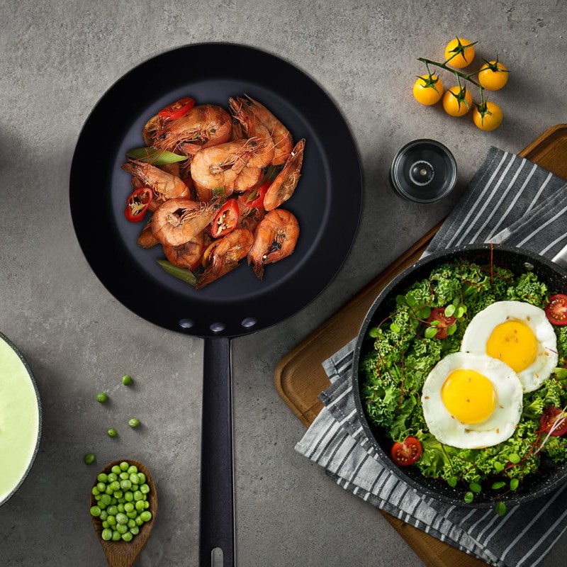 Letschef Coating-Free Carbon Steel Pan Durable 10 Inch Frying Pan,