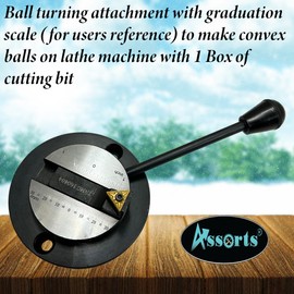 Ball turning attachment with graduation scale (for users reference) to make convex balls on lathe machine with 1 Box of cutting bit