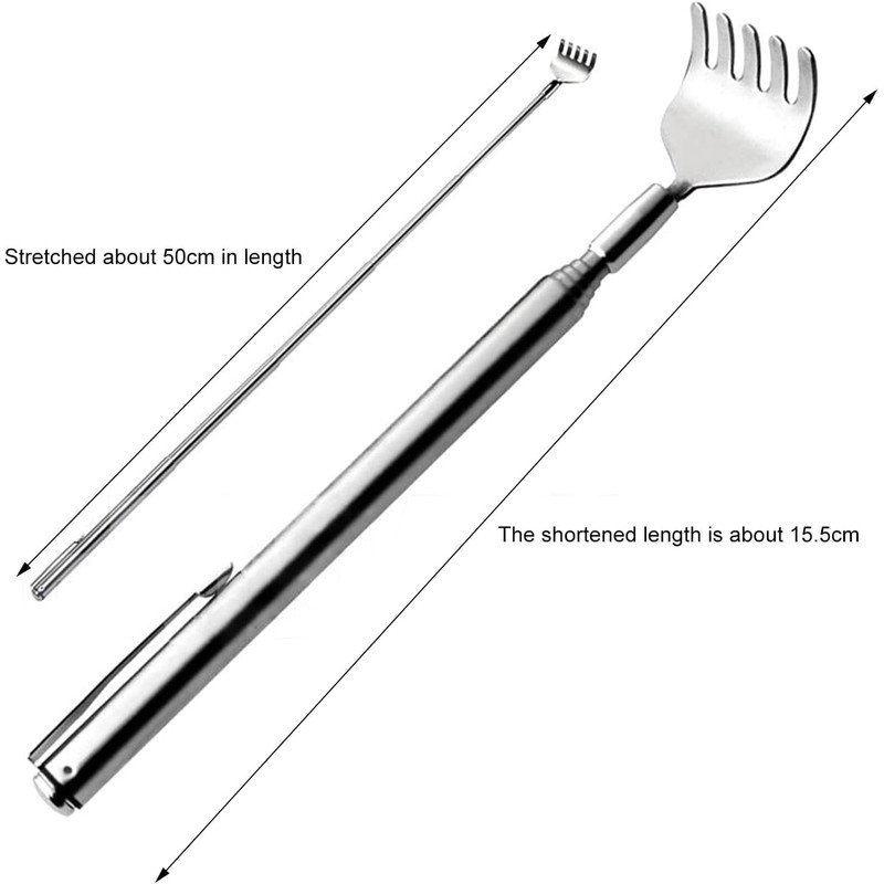 Silver Back Scratcher for Men Women,Extendable Stainless Steel Telescoping Backscratchers