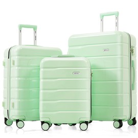 Merax Luggage Set 3 Pcs, ABS Durable Lightweight, 360 Silent Spinner Wheel, TSA Lock, light green, 20/24/28 Inch