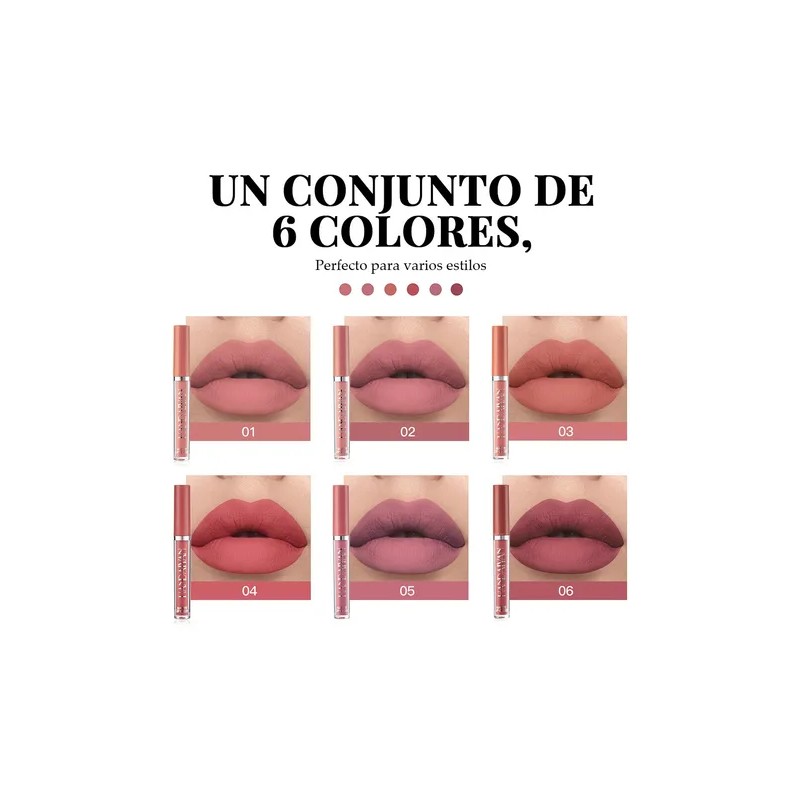 Set De 6 Labiales Handaiyan Lápiz Labial Color Rojo Mate
