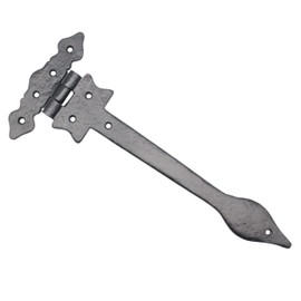 Black Cast Iron Spear Hinges Leaf Design Pair - 12 Inch