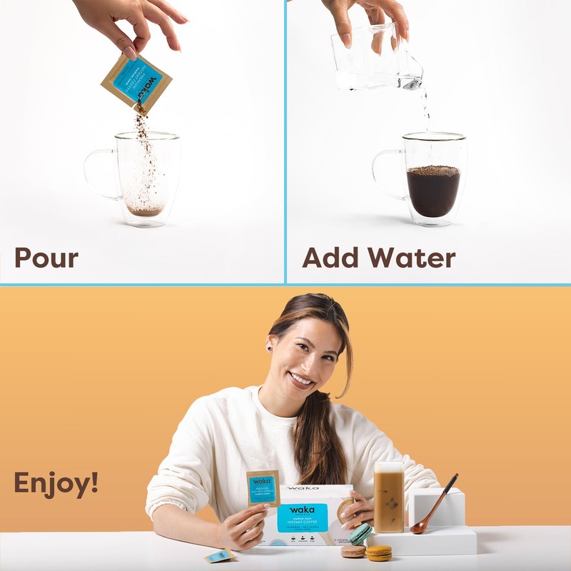 Waka Instant Coffee, Medium Roast - 100% Arabica Colombian Beans,