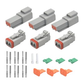 MUQIDA 3PCS 2 Pin DT Connector Kit, Waterproof Electrical Wire Connectors with Solid Contact & Sealing Plugs, DT04-2P DT06-2S Automotive Electrical Connectors for Car Truck Boat