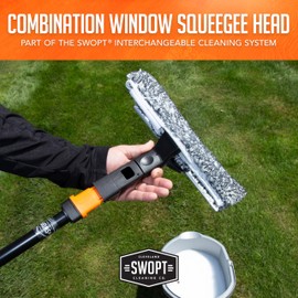 SWOPT 12" Combination Squeegee Head - Blade With Detachable Microfiber Scrubbing Pad - Interchangeable With All SWOPT Products for Efficient Cleaning and Storage