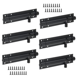 ZEONHAK 6 PCS 4 Inch Black Door Bolt, 100mm Tower Bolt with Screw for Gates Door
