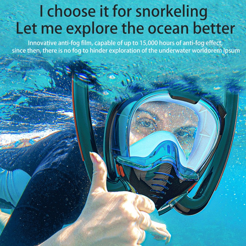 Snorkeling Mask Double Tube Silicone Full Drying Diving Mask Adults
