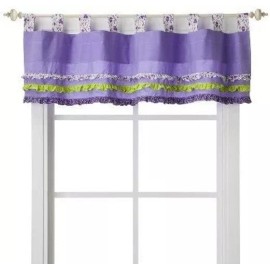 Trendlab Rainbow Floral Window Valance 12" x 56"  NEW Curtain Purple Ruffle