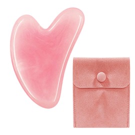 OAAO 1 Piece Heart-Shaped Gua Sha Stone and 1 Piece Storage Bag, Resin Massager, Massage Tool, Facial Massage Stones for Eyes, Neck Skin Care and Body Muscle Relaxation (Pink)