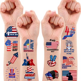 100 PCS Independence Day American Temporary Tattoos Themed Birthday Party Decorations Favors Supplies Decor Cute 4th of July Fourth of July Tattoo Stickers Gifts For Boys Girls Class Prizes Carnival