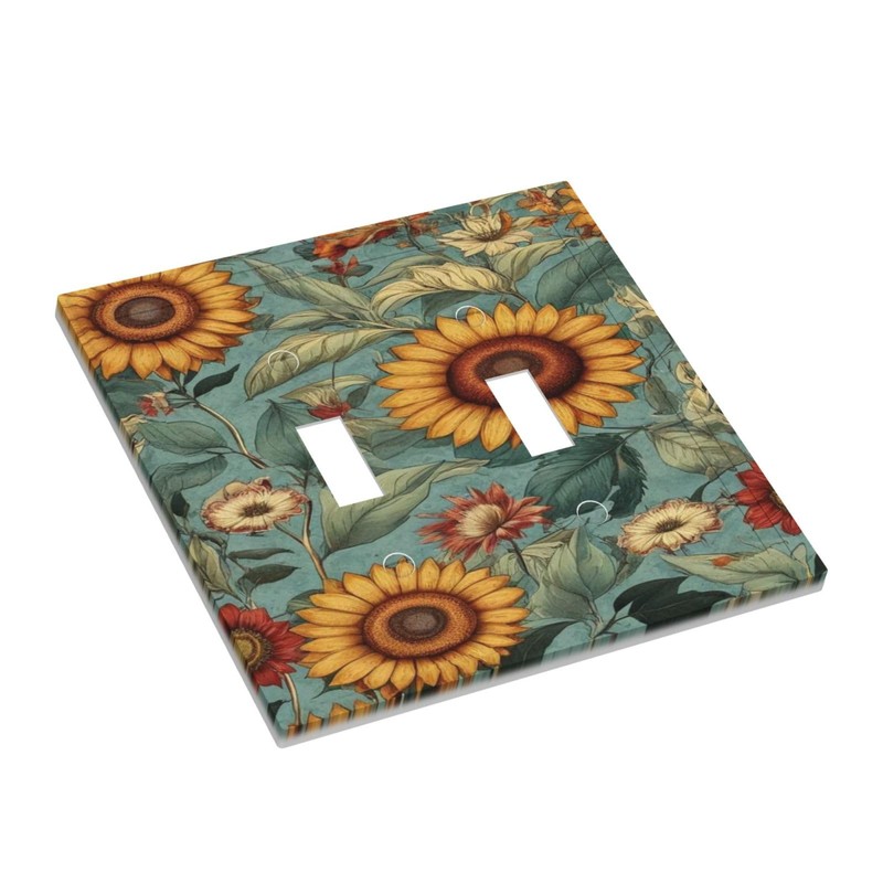 Azjincos Decorative Art Light Switch Covers Sun Flowers 2 Gang