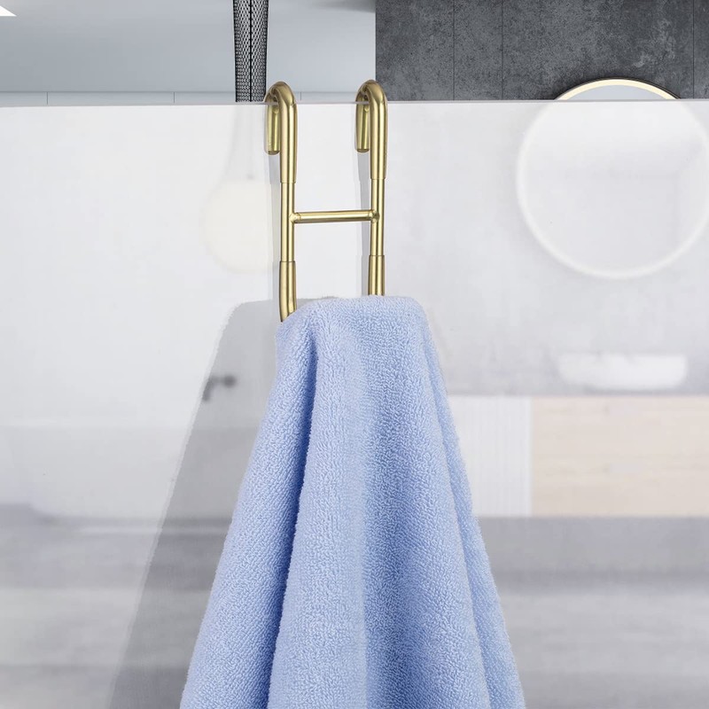 Haitis 4 Pack Over Shower Glass Door Hook, Plated Gold,