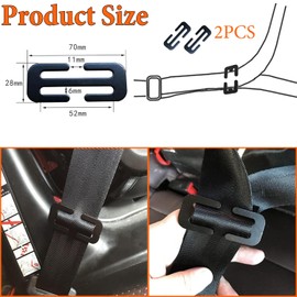 Pack of 2 Metal Car Safety Clip, Metal Seat Belt Adjuster, Seat Belt Holder Lock, Vehicle Safety Clip for Comfortable Driving for All Types of Car Seat Belts (Black)