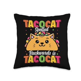 Kawaii Taco Cat Cute Tacocat Funny Taco Lover Cinco De Mayo Throw Pillow