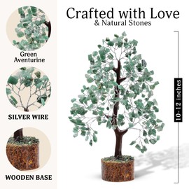 FASHIONZAADI Green Aventurine Crystal Tree, Crystals and Stones, Gem Tree, Healing Gemstones and Crystals Home Decor, Meditation Decor, Spiritual Gifts for Women, Good Luck Gift