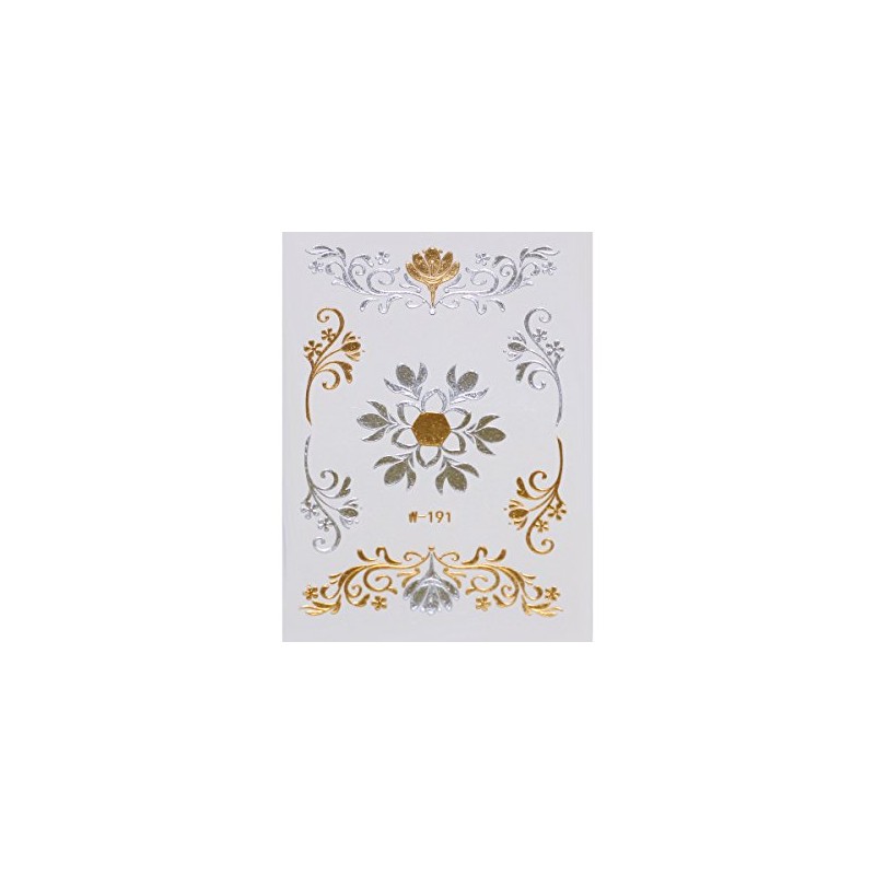 Gold Silver Mettalic Jewelry Flash Tattoo Stickers W-191, 8 x