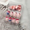 Short Press on Nails Square Independence Fake Nail Red White