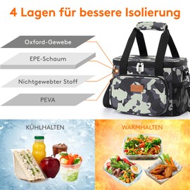 Lifewit Large Lunch Bag 12 Cans (8.5L) Insulated Lunch Box Soft Cool Box Cooler Bag for Adults Men Women Camouflage Pattern