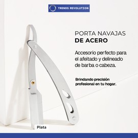 Porta Navajas de Barbero de Acero Inoxidable - Plateado | Navaja Rasuradoras para Hombre - Ideal para Navaja para Afeitar - Accesorios para Cabello | Completa tu Kit Barba para Hombre - Barberia
