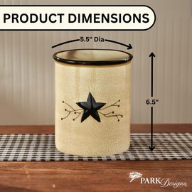 Park Designs Star Vine Utensil Crock | Primitive Farmhouse Decor | Ceramic Utensil Holder for Countertop | Vintage Spoon Holder for Cooking Tools | Rustic Counter Organizer | 6.5” Tall