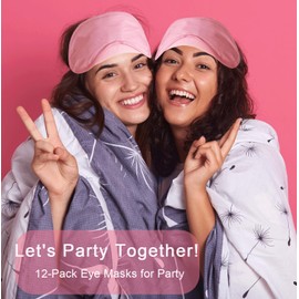 12 Pack Blindfold Eye Mask Cover Sleep Mask for Party Games Travel Sleep Team Build Party Supply with Adjustable Strap for Women Men Kids, Pink