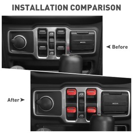 HTHE for JL/JT Window Control Switch Button Cover, 4Pcs Aluminum Alloy Window Switch Cover Trim Interior Accessories Compatible with Jeep Wrangler JL Gladiator JT 2018-2023(4Pcs,Red)