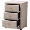 Baxton Studio Tessa 3 Drawer Fabric Upholstered Nightstand in Beige