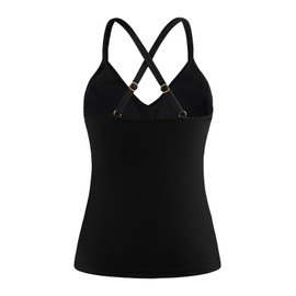 Ocean Blues Women's Black Push Up Swimuit Top Vneck Tankini Top Only Size XXX-Large