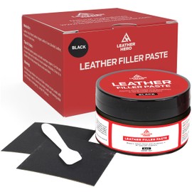 Black Leather Filler for Filling or Repairing Holes, Tears, Cracks, Scratches in Leather Car Seats, Furniture, Shoes – Flexible with Applicator (100mL)