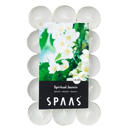 Spaas 30 Scented Tealights in Flatpack, ± 4.5 Hours, Spiritual Jasmine, White