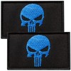 Bluyellow 2Pcs Blue Skull Patch Set, Embroidered Morale Tactical Patches,