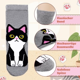 ZAKASA Children's Girls' Socks: Funny Colourful Socks Cotton Animals Stripes Motif Children's Stockings, cat