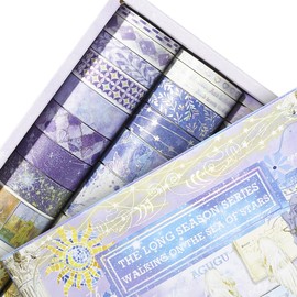 Youteer 27 Rolls Vintage Blue Washi Tape Set, Flower Butterflie Plant Ocean Decorative Tape for Scrapbooking, Junk Journal Supplies Planner, Gift Packaging.