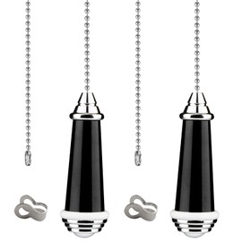 TXErfolg 2Pcs Light Pull Chain Extension with Ball Chain 85cm Length Bathroom Light Pull Cord Handle Chrome Light Switch Pull Chain for Shower/Ceiling/Toilet Light Fan Switch Blinds(Black)
