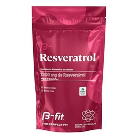 B-FIT B Resveratrol 1200mg 100% Puro - 120 Cápsulas Suministro Para 2 Meses - Cápsulas Vcaps - Sin Glúten Y Sin Conservantes - Empaque Ecológico Bottl