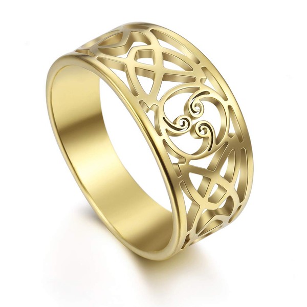 LIKGREAT Triskele Trinity Celtic Knot Rings Stainless Steel Band for