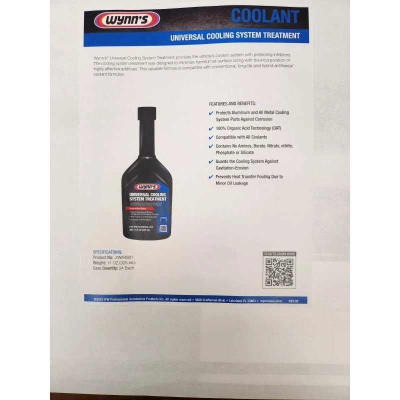 Wynns A4601 Universal Coolant Treatment 24-11oz case