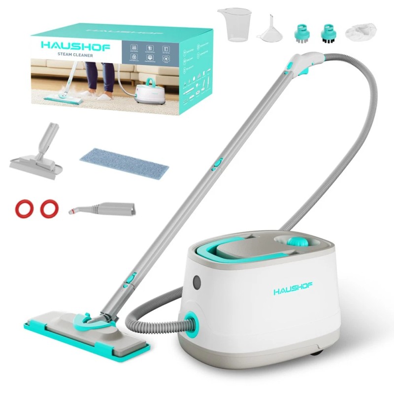 HAUSHOF 1500W Portable Steam Cleaner w/1.5L Tank and Wheels 4