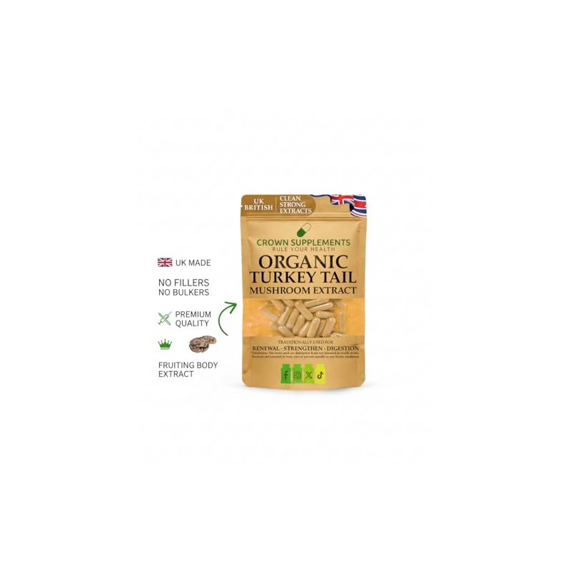 HPMC Organic Turkkey Tails Capsules 600mg UK British Made Fruiting