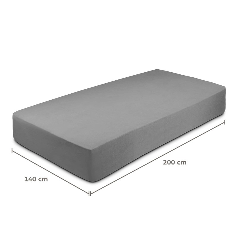 Double Fitted Sheet for Size 140x200 cm in Light Gray