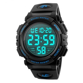 Timever Digital Wrist Watch, Waterproof, Men’s, w/Stopwatch, LED Watch, Running Watch, Sports Watch, blue (light)